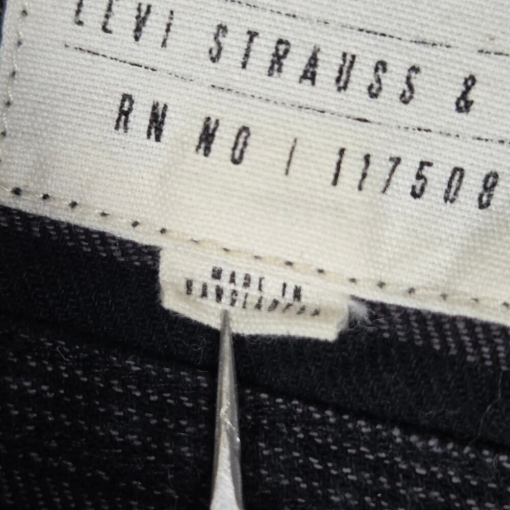 Levi's Mens Medium Black Gray Stripe Long Sleeve Flannel Button Down Shirt - Picture 7 of 13